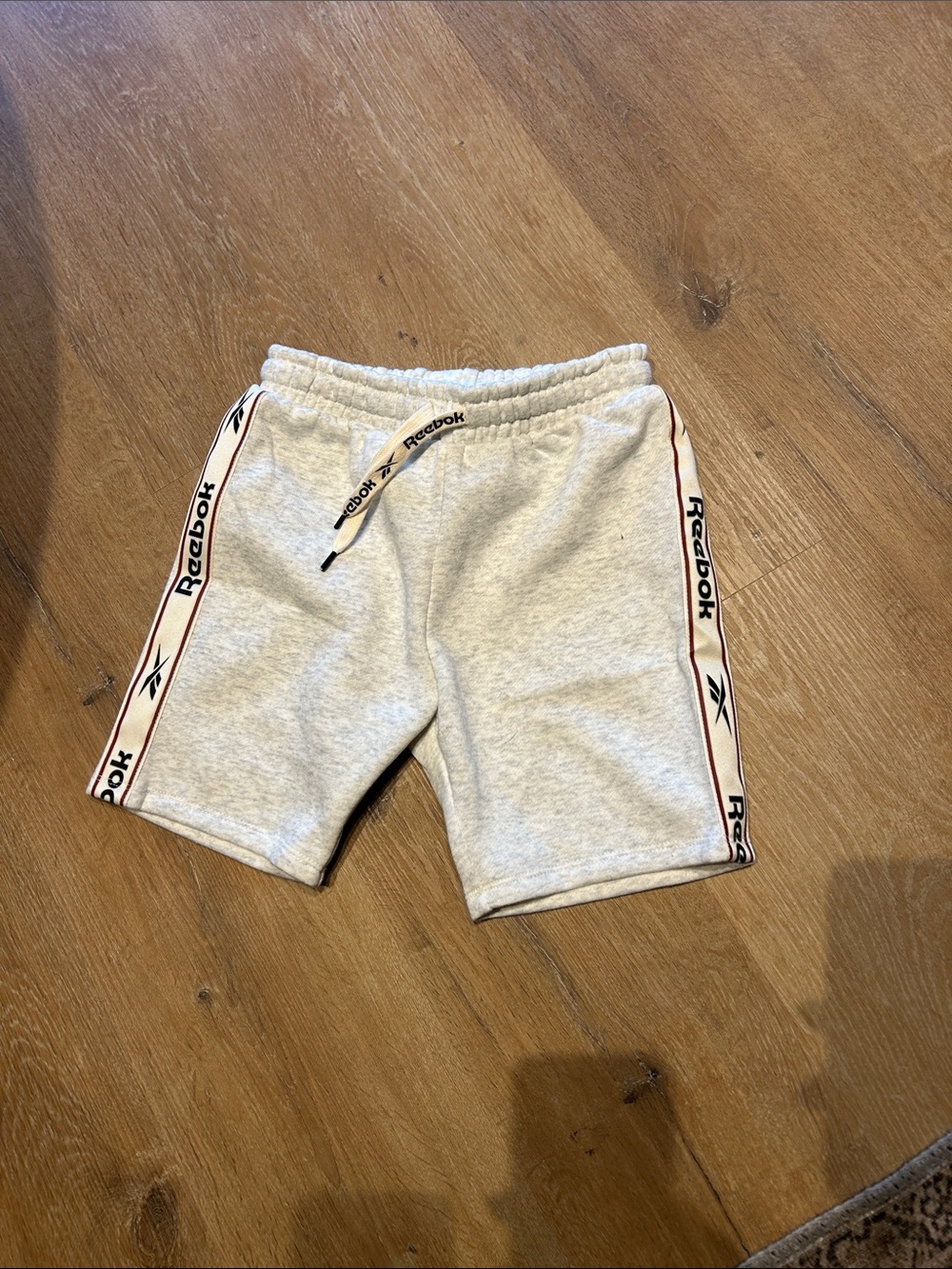 Reebok Light Gray/White Logo Tape Athletic Shorts and Shirt